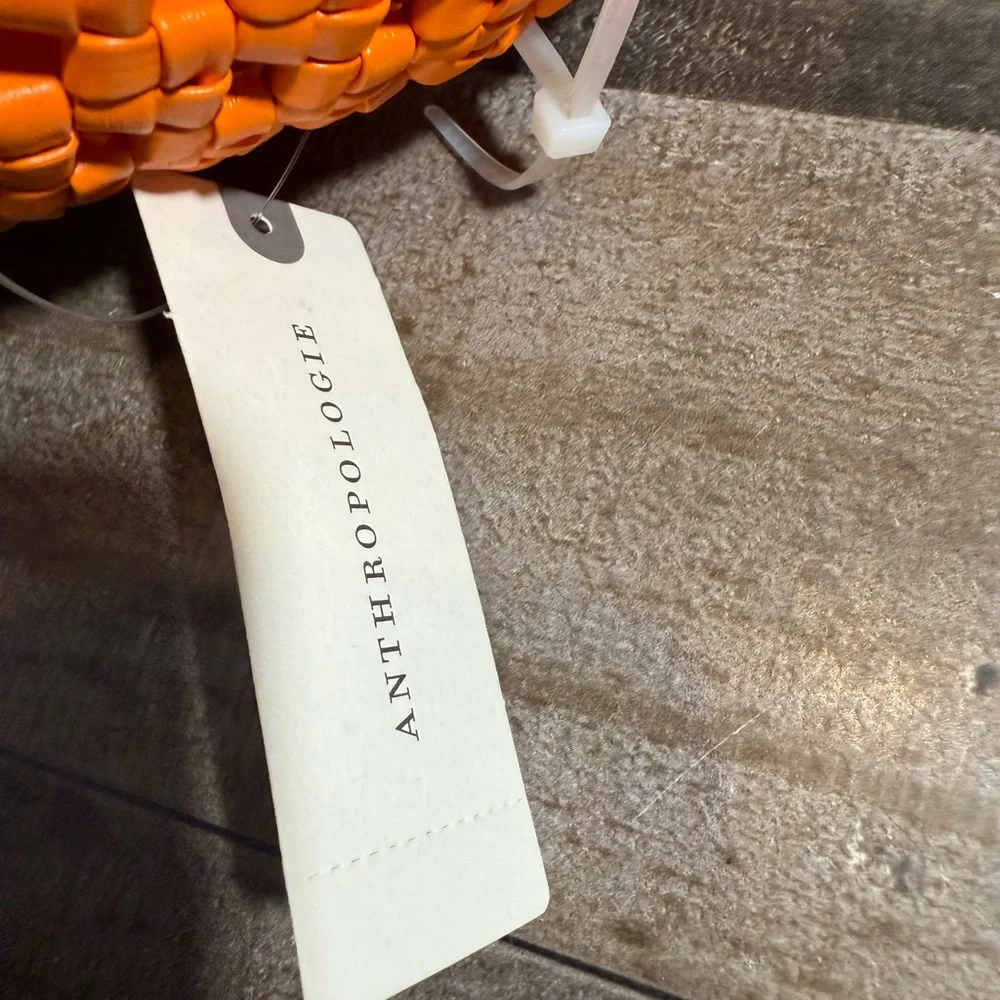 Anthropologie Orange‎ Woven Hobo Bag | Faux Leather | NWT